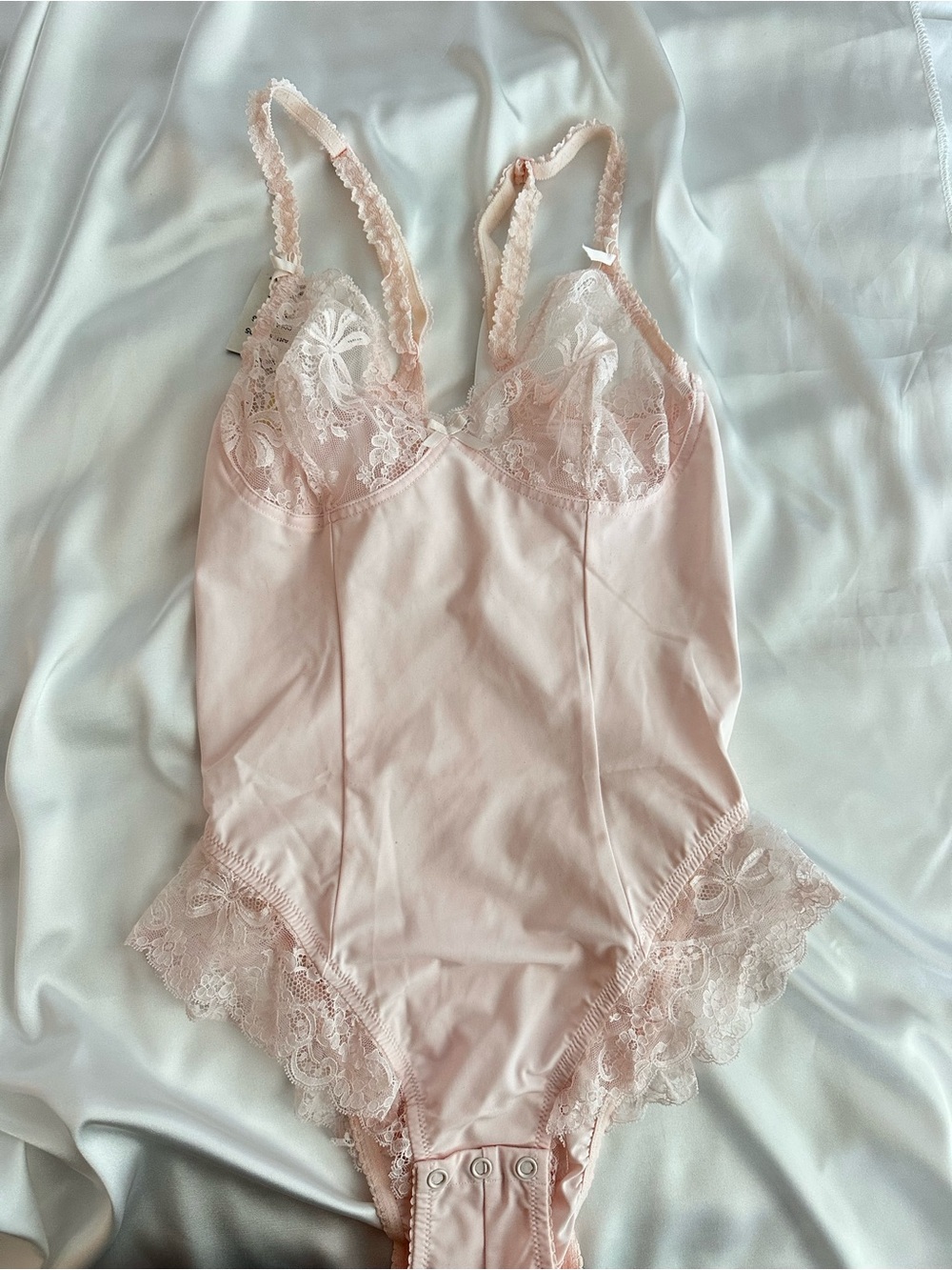 La Perla Vintage Pale Pink Lace-Trim Bodysuit